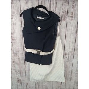TAHARI Arthur S Levine 2 Piece Career Top  and Skirt Suit 4 Sleeveless Belted